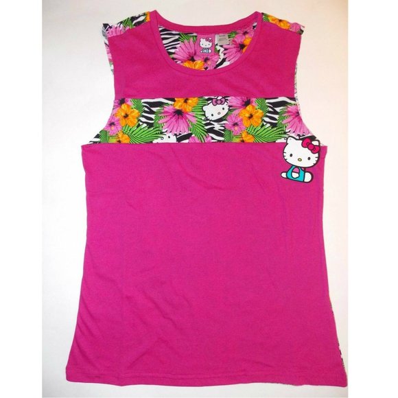Sanrio Hello Kitty "Tropical Escape" Lounge Set Pajamas S,M,L,Hot Pink/Zebra - Picture 3 of 5